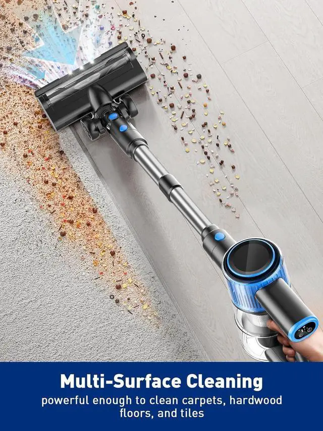Alt view image 3 of 7 - Cordless Vacuum Cleaner, 8 in 1 Powerful Suction Lightweight Vacuum Cleaner for Home, LED Display, 3 Suction Modes, 45Mins Detachable Battery Vacuum for Hard Floor Carpet Pet Hair