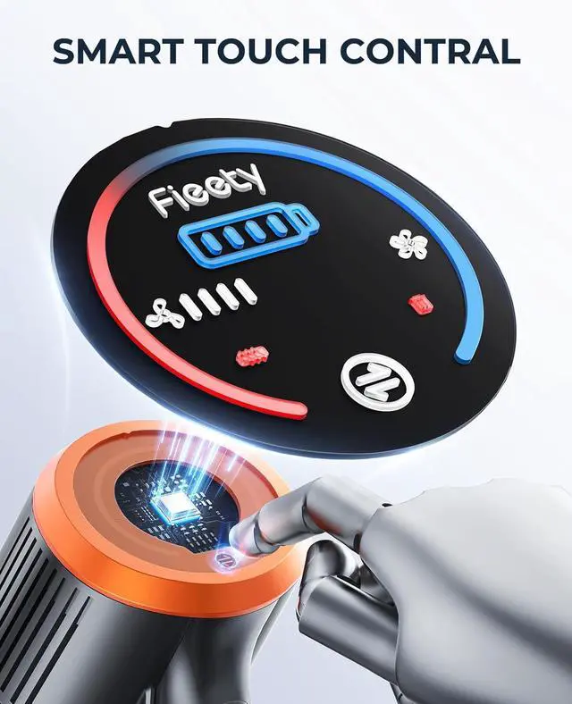 Alt view image 2 of 7 - Cordless Vacuum Cleaner, 550W 45KPA Cordless Stick Vacuum Cleaner with 60Mins Rechargeable Battery, LED Touch Display, Handheld Vacuum Cleaners for Home/Pet Hair/Carpets/Floors