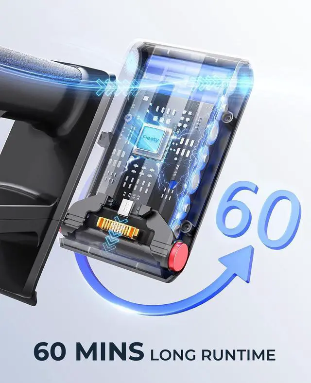 Alt view image 4 of 7 - Cordless Vacuum Cleaner, 550W 45KPA Cordless Stick Vacuum Cleaner with 60Mins Rechargeable Battery, LED Touch Display, Handheld Vacuum Cleaners for Home/Pet Hair/Carpets/Floors