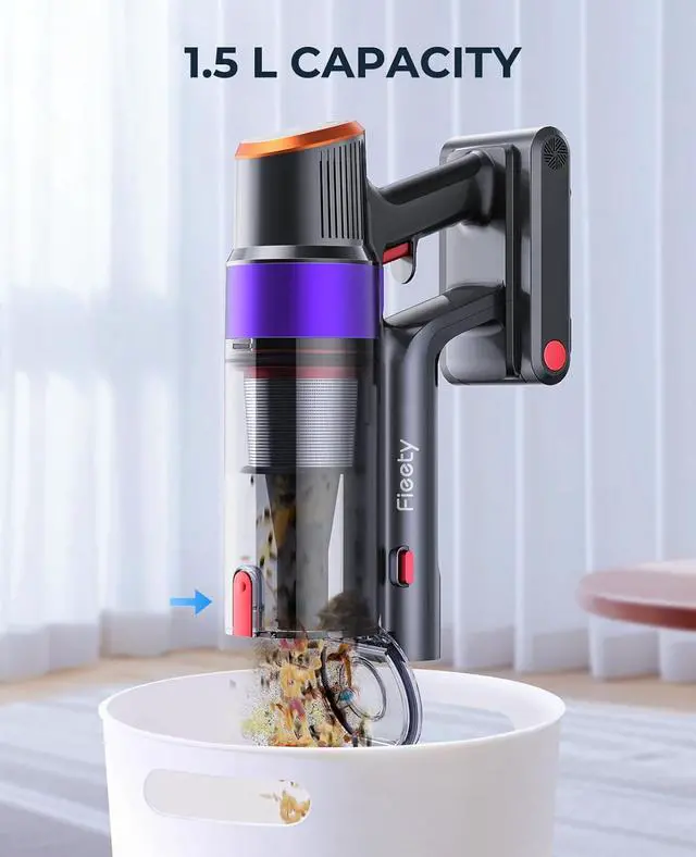 Alt view image 7 of 7 - Cordless Vacuum Cleaner, 550W 45KPA Cordless Stick Vacuum Cleaner with 60Mins Rechargeable Battery, LED Touch Display, Handheld Vacuum Cleaners for Home/Pet Hair/Carpets/Floors