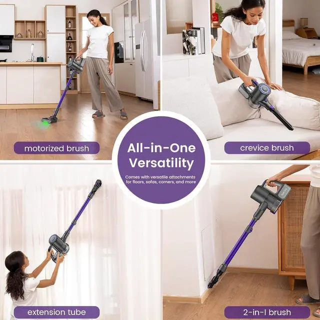 Alt view image 4 of 7 - Cordless Vacuum Cleaner, 40KPA/35Mins, Green LED Light, Lightweight Stick Vacuum Self-Standing, Vacuum Cleaners for Home Handheld Vacuum for Pet Hair, Carpet, and Hard Floors, U8