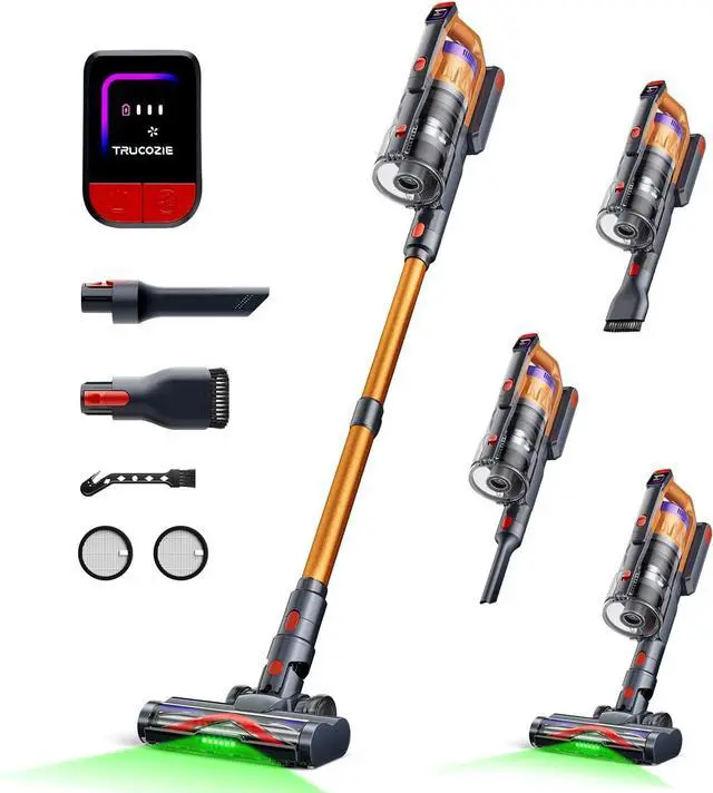 Main image of Cordless Vacuum Cleaner for Home, Upgraded 60Kpa Powerful Suction Pet Hair Vacuum with 70min Runtime, Green LED Light for Hardwood Floors & Carpet, Self-Standing Rechargeable Stick Vacuum