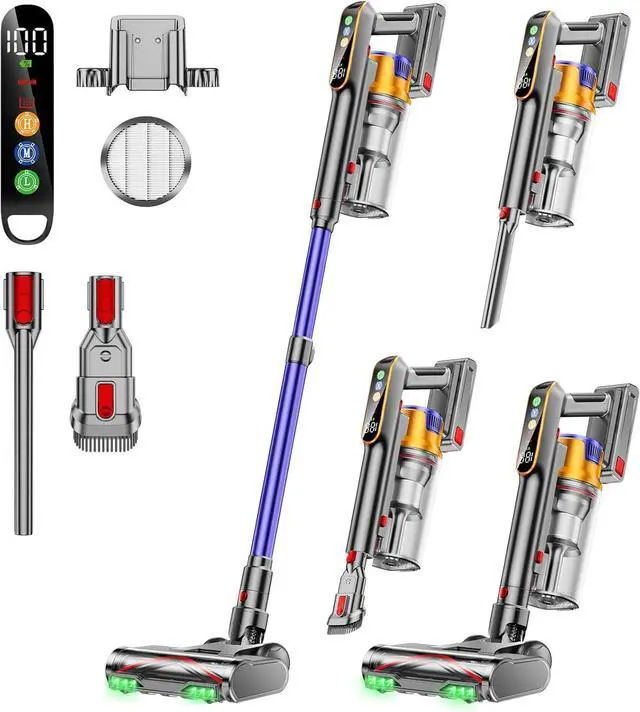 Main image of Cordless Vacuum Cleaner, 580W 48KPA 60 Mins Vacuum Cleaners for Home, Stick Vacuum with 1.8L Large Dust Cup, Wall Mount Charging, Anti-Tangle Wireless, Green Light for Pet Hair, Carpets, Hardwood