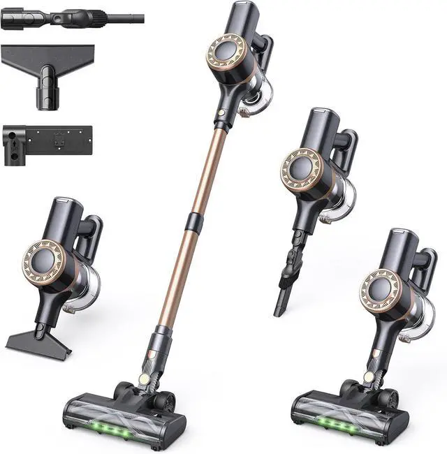 Main image of Cordless Vacuum Cleaner, 30Kpa Stick Vacuum with Anti-Tangle Brush and Green Headlight, Self-Standing, Up to 45Mins Runtime, Wireless Vacuum Cleaner for Pet Hair, Carpet, Hard Floor, Home