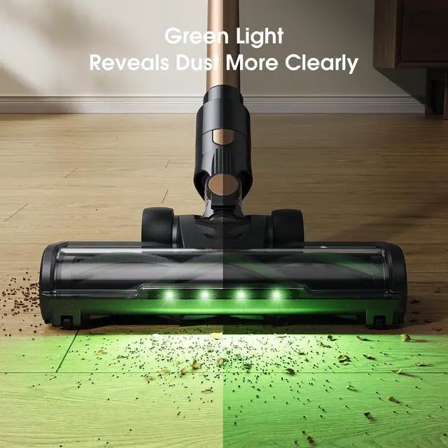 Alt view image 5 of 7 - Cordless Vacuum Cleaner, 30Kpa Stick Vacuum with Anti-Tangle Brush and Upgraded Green Light, Up to 45Mins Runtime, Self-Standing Wireless Vacuum Cleaner for Home, Pet Hair, Carpet, Hard Floor