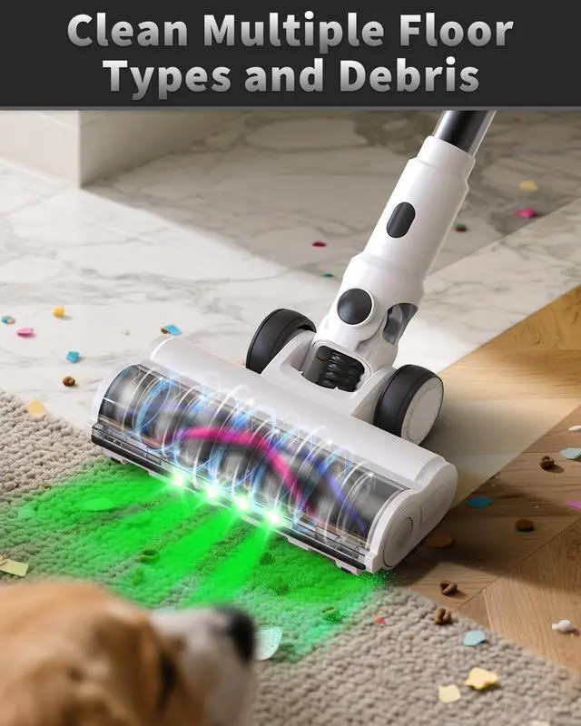 Alt view image 7 of 7 - Cordless Vacuum Cleaner, 2 Batteries 110 Mins Runtime Vacuum Cleaners for Home, 550W 45KPA 15-in-1 Stick Vacuum with Charging Dock, Handheld Vacuum Cordless for Pet Hair Carpet Hardwood Floor