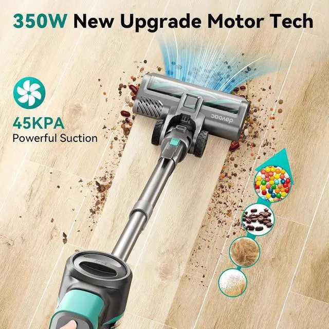 Alt view image 2 of 7 - DEVOAC S10K Cordless Vacuum Cleaner, 45Kpa 50mins Lightweight Stick Vacuum with Powerful Suction for Home, Rechargeable, Self-Standing, Handheld Vacuum Cleaners for Hardwood Floors, Carpets, Pet Hair