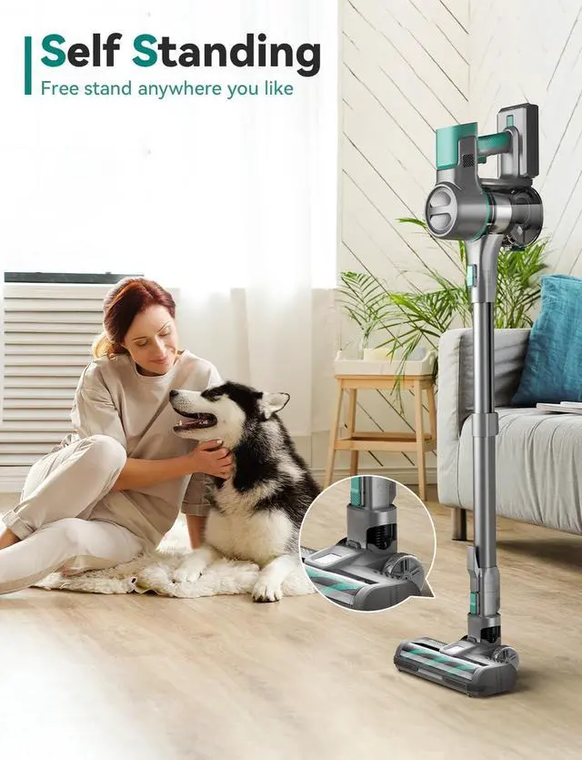 Alt view image 4 of 7 - DEVOAC S10K Cordless Vacuum Cleaner, 45Kpa 50mins Lightweight Stick Vacuum with Powerful Suction for Home, Rechargeable, Self-Standing, Handheld Vacuum Cleaners for Hardwood Floors, Carpets, Pet Hair