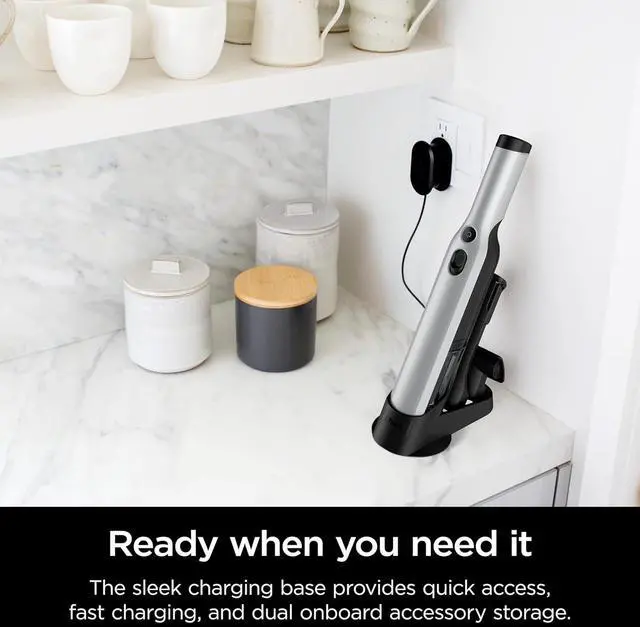 Alt view image 2 of 7 - Shark WANDVAC Cordless Hand Vac, Lightweight, Versatile and Portable at 1.4 lbs., Powerful Suction, Charging Dock, One-Touch Empty, New Furfins Tool & Crevice Tool for Pet & Home, Gray, WV201WH