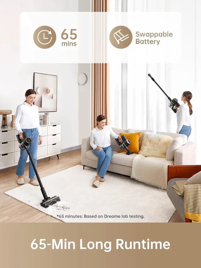 Alt view image 2 of 7 - DREAME R10 Pro Cordless Vacuum Cleaner for Home, 6-in-1 Cordless Stick Vacuum Rechargeable, 65Mins Runtime, Powerful Suction, Wireless Vacuum Cleaner for Hardwood Floor, Carpet, Tile, Pet Hair, Black