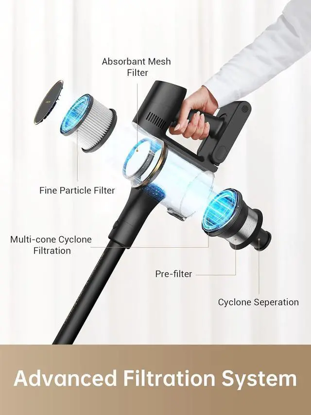 Alt view image 5 of 7 - DREAME R10 Pro Cordless Vacuum Cleaner for Home, 6-in-1 Cordless Stick Vacuum Rechargeable, 65Mins Runtime, Powerful Suction, Wireless Vacuum Cleaner for Hardwood Floor, Carpet, Tile, Pet Hair, Black