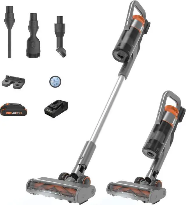 Main image of WORX 20V Cordless Stick Vacuum, Powerful Cordless Vacuum Cleaner 25Kpa High Suction for Pet Hair, Lightweight Handheld Vacuum Cleans Floors Carpet Car  Battery & Charger Included