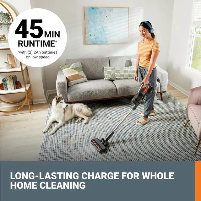 Alt view image 2 of 7 - WORX 20V Cordless Stick Vacuum, Powerful Cordless Vacuum Cleaner 25Kpa High Suction for Pet Hair, Lightweight Handheld Vacuum Cleans Floors Carpet Car  Battery & Charger Included