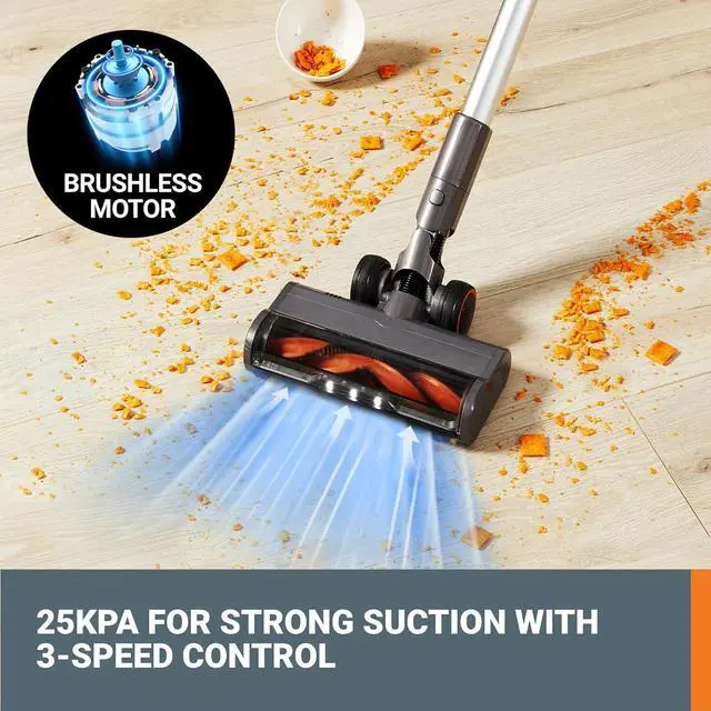 Alt view image 3 of 7 - WORX 20V Cordless Stick Vacuum, Powerful Cordless Vacuum Cleaner 25Kpa High Suction for Pet Hair, Lightweight Handheld Vacuum Cleans Floors Carpet Car  Battery & Charger Included