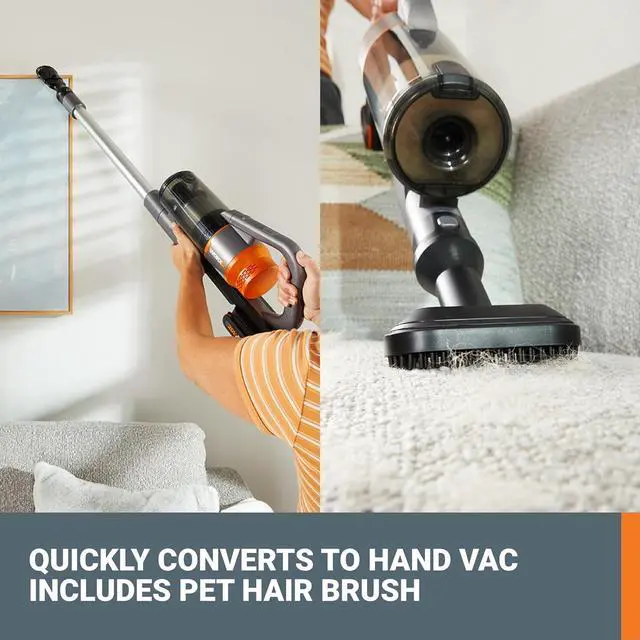 Alt view image 4 of 7 - WORX 20V Cordless Stick Vacuum, Powerful Cordless Vacuum Cleaner 25Kpa High Suction for Pet Hair, Lightweight Handheld Vacuum Cleans Floors Carpet Car  Battery & Charger Included