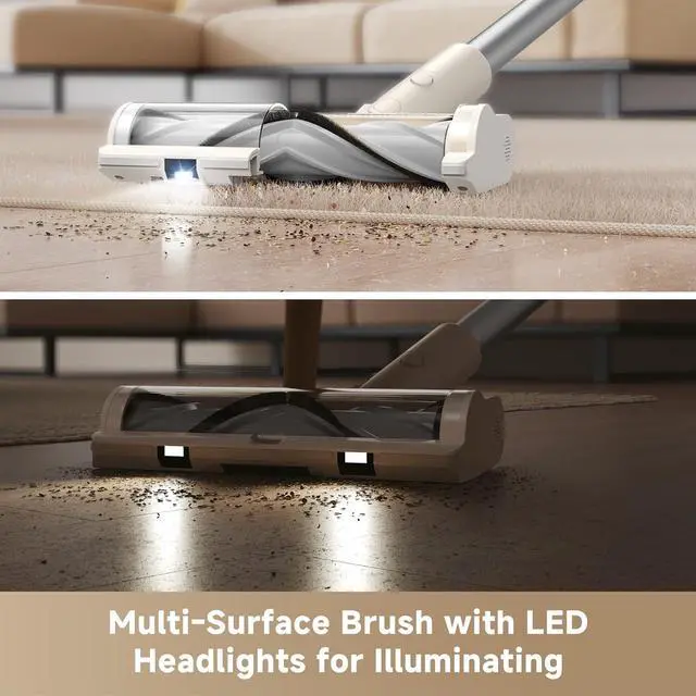 Alt view image 3 of 7 - DREAME Cordless Vacuum Cleaner R10 Pure, 120AW Powerful Suction, Stick Vacuum Cleaner for Home, Anti-Tangle, LED Headlights, Up to 60 Mins Runtime, Lightweight for Carpet, Hard Floor, Pet Hair