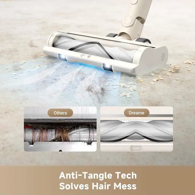 Alt view image 5 of 7 - DREAME Cordless Vacuum Cleaner R10 Pure, 120AW Powerful Suction, Stick Vacuum Cleaner for Home, Anti-Tangle, LED Headlights, Up to 60 Mins Runtime, Lightweight for Carpet, Hard Floor, Pet Hair