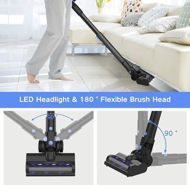 Alt view image 4 of 7 - Cordless Vacuum Cleaner, 4-in-1 Vacuum Cleaners for Home, Handheld Vacuum Cleaner with 40 mins Runtime, Stick Vacuum for Apartment, Carpet, Black 1 Battery