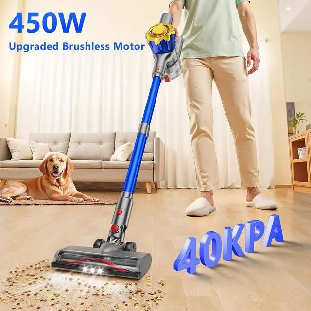 Alt view image 2 of 7 - Cordless Vacuum Cleaner, 450W 40Kpa Powerful Stick Vacuum, Up to 50Mins Rechargeable Battery, Vacuum Cleaners for Home Anti-Tangled Lightweight Handheld for Hardwood Floor, Carpets, Pet Hair
