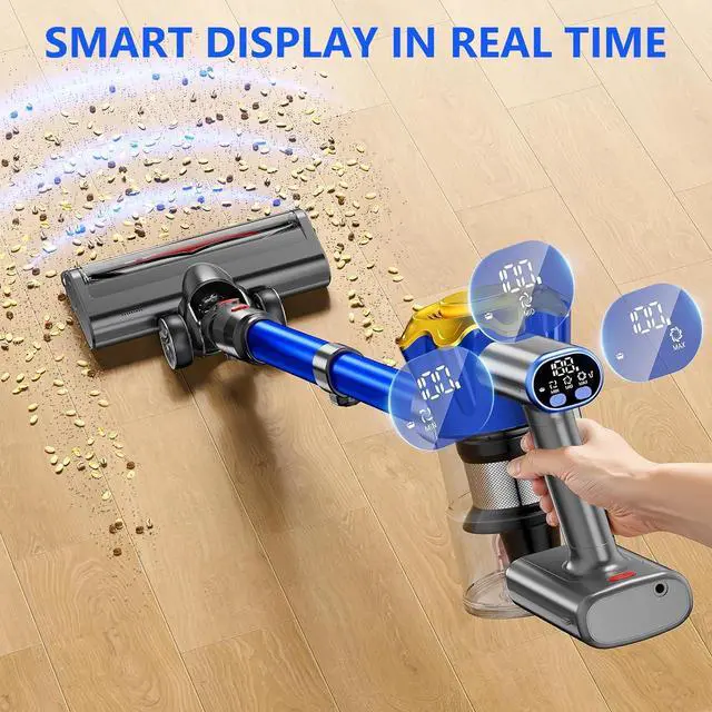 Alt view image 5 of 7 - Cordless Vacuum Cleaner, 450W 40Kpa Powerful Stick Vacuum, Up to 50Mins Rechargeable Battery, Vacuum Cleaners for Home Anti-Tangled Lightweight Handheld for Hardwood Floor, Carpets, Pet Hair