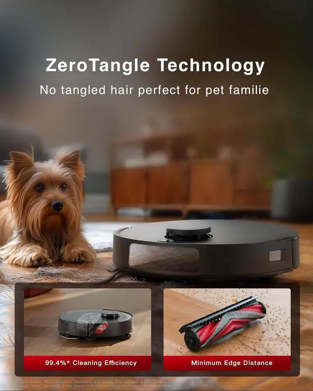 Alt view image 7 of 7 - Yeedi C12 PRO Plus Robot Vacuum and Mop, 8000Pa Strong Suction, Vibrating Mopping, 7-Week Dust Storage, Bagless Dust Container, ZeroTangle Brush, Black