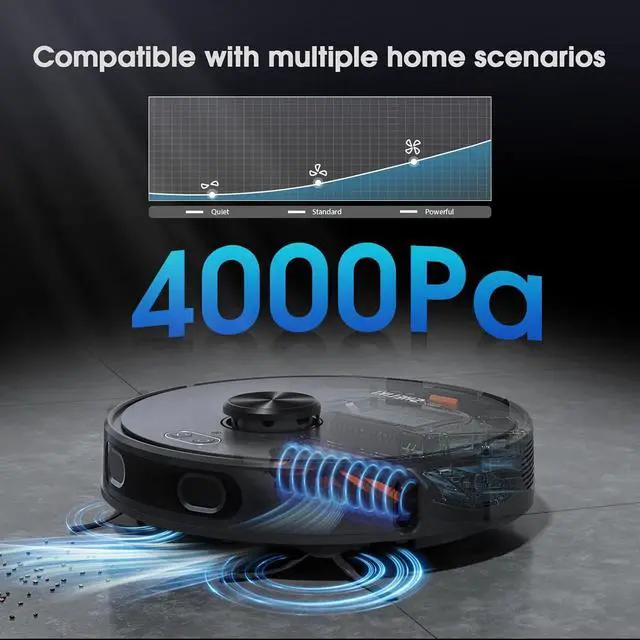 Alt view image 3 of 7 - Robot Vacuum and Mop Combo, Mapping Robotic Vacuums Cleaner with LiDAR Navigation Smart & Strong Suction, WiFi/App/Alexa/Voice Control, Obstacle Avoidance, for Home, Wood/Hard Floors, Pet Hair -Grey