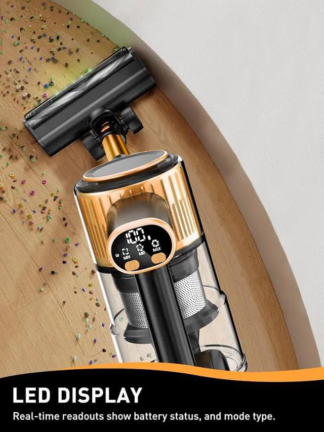 Alt view image 3 of 7 - Cordless Vacuum Cleaner, 40Kpa 8 in 1 Powerful Suction Lightweight Stick Vacuum Cleaner for Home, LED Display, 3 Suction Modes, 45Mins Detachable Battery Vacuum for Hard Floor Carpet Pet Hairs