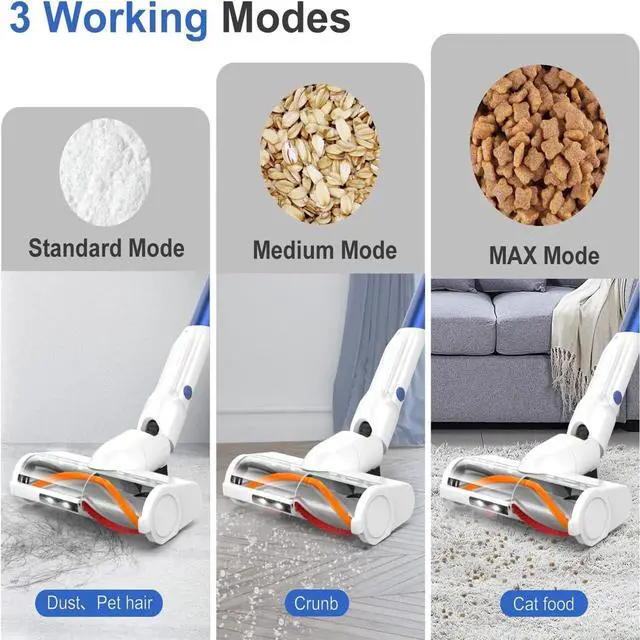 Alt view image 2 of 7 - whall Cordless Stick Vacuum Cleaner,80,000RPM Cordless Vacuum Cleaner,Upgraded Strong Suction Brushless Motor,Lightweight Handheld Vacuum for Home Carpet Hard Floor Pet Hair,up to 55mins Runtime,White