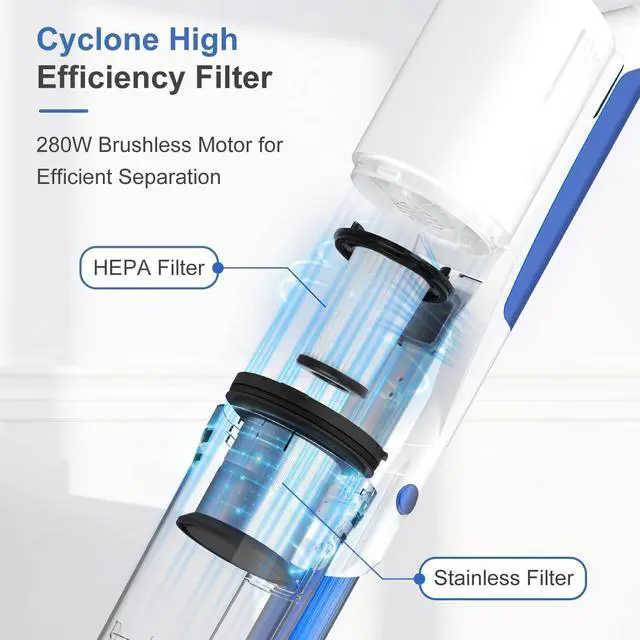 Alt view image 3 of 7 - whall Cordless Stick Vacuum Cleaner,80,000RPM Cordless Vacuum Cleaner,Upgraded Strong Suction Brushless Motor,Lightweight Handheld Vacuum for Home Carpet Hard Floor Pet Hair,up to 55mins Runtime,White