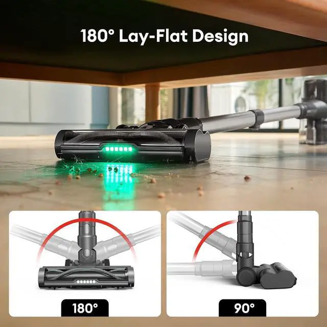 Alt view image 5 of 7 - Ultenic Cordless Vacuum Cleaner, 450W 40Kpa Stick Vacuum with Car Dashboard Screen, Tangle-Free Brush for Pet Hair, Max 45mins Runtime, LED Display Tools for Hard Floor, Carpet, Car Cleaning, U12