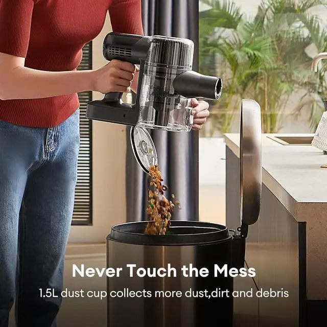 Alt view image 7 of 7 - Ultenic Cordless Vacuum Cleaner, 450W 40Kpa Stick Vacuum with Car Dashboard Screen, Tangle-Free Brush for Pet Hair, Max 45mins Runtime, LED Display Tools for Hard Floor, Carpet, Car Cleaning, U12