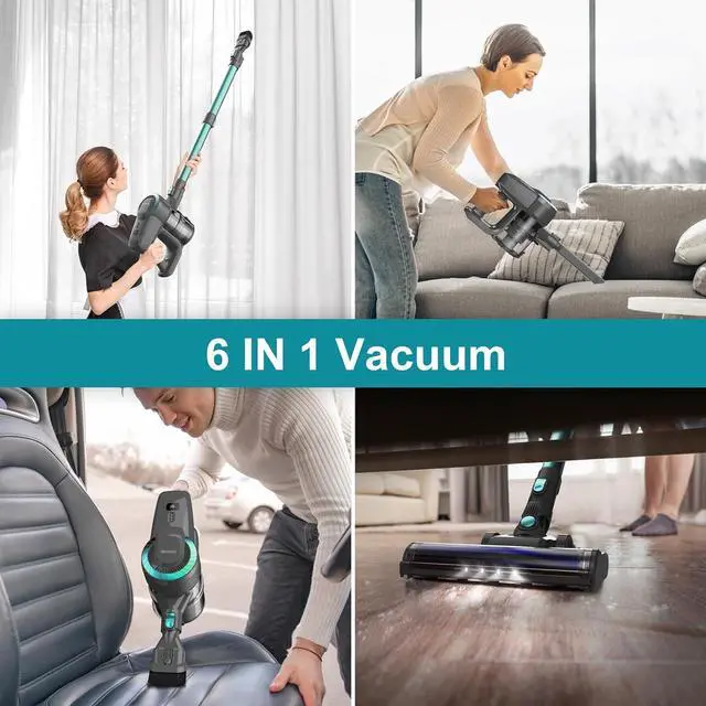 Alt view image 5 of 7 - DEVOAC N300 Cordless Vacuum Cleaner, 6 in 1 Lightweight Stick Vacuum, 2200mAh Battery Up to 40mins Runtime, Powerful Handheld Vacuum for Hard Floor Rug Pet Hair Home Dorm (Waterfall)