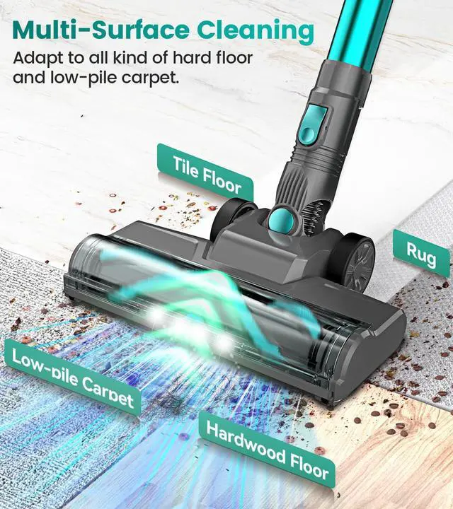 Alt view image 7 of 7 - DEVOAC N300 Cordless Vacuum Cleaner, 6 in 1 Lightweight Stick Vacuum, 2200mAh Battery Up to 40mins Runtime, Powerful Handheld Vacuum for Hard Floor Rug Pet Hair Home Dorm (Waterfall)