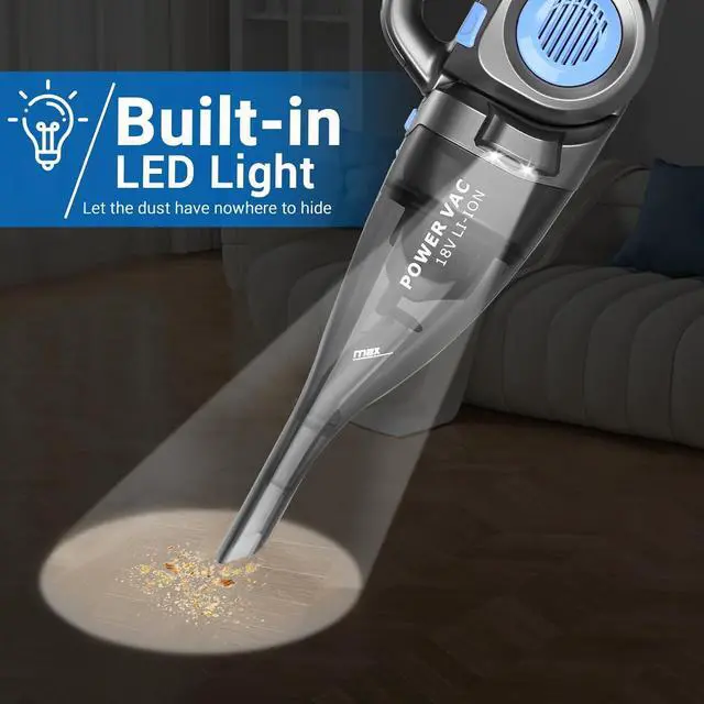 Alt view image 4 of 7 - DEKOPRO 22V Upgraded Handheld Vacuum  Cordless & Rechargeable Car Vacuum Cleaner with LED Light, Strong Suction Mini Vacuum for Pet Hair & Dust, Includes Multi Nozzles for Wet/Dry Cleaning