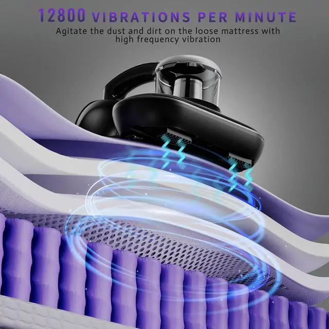 Alt view image 2 of 7 - Mattress Vacuum Cleaner, Handheld UV Bed Vacuum Cleaner 16KPa & 12800 Vibrations Per/Min Upgraded Effectively Clean Up Bed, Pillows, Cloth Sofas, Carpets and Ther Fabric Surfaces