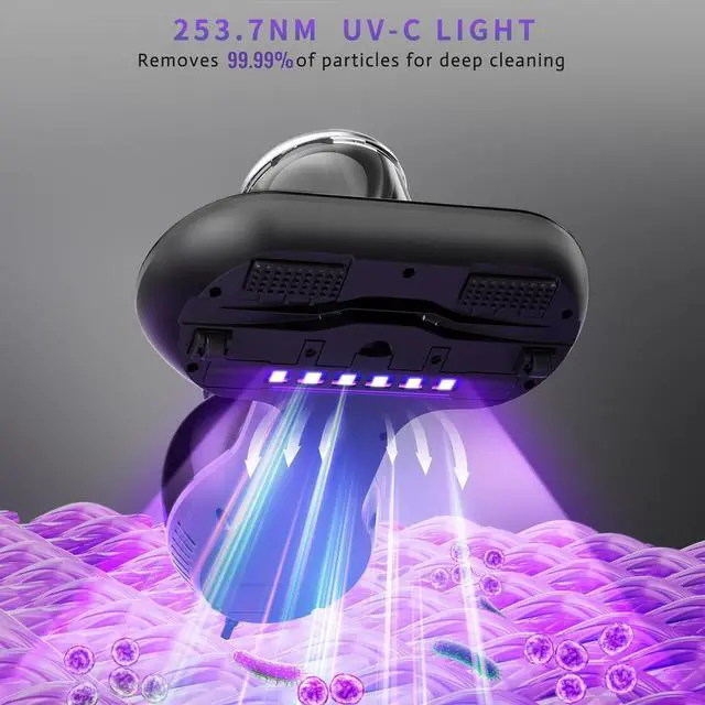 Alt view image 3 of 7 - Mattress Vacuum Cleaner, Handheld UV Bed Vacuum Cleaner 16KPa & 12800 Vibrations Per/Min Upgraded Effectively Clean Up Bed, Pillows, Cloth Sofas, Carpets and Ther Fabric Surfaces