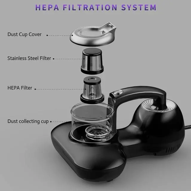 Alt view image 5 of 7 - Mattress Vacuum Cleaner, Handheld UV Bed Vacuum Cleaner 16KPa & 12800 Vibrations Per/Min Upgraded Effectively Clean Up Bed, Pillows, Cloth Sofas, Carpets and Ther Fabric Surfaces