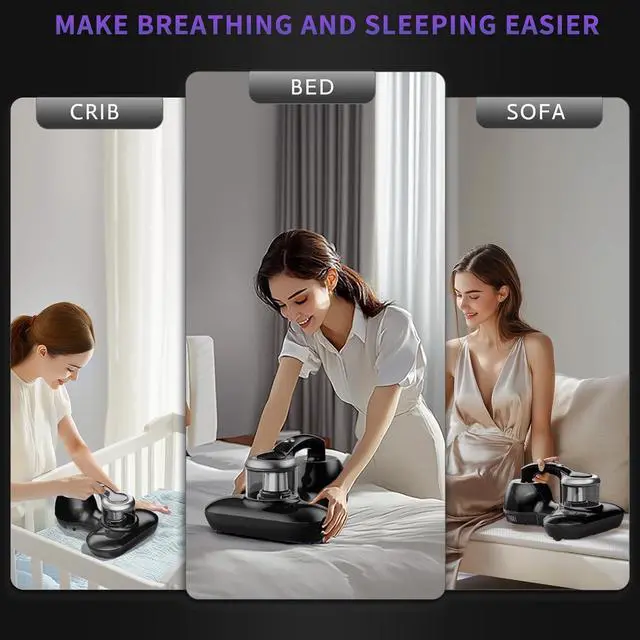 Alt view image 7 of 7 - Mattress Vacuum Cleaner, Handheld UV Bed Vacuum Cleaner 16KPa & 12800 Vibrations Per/Min Upgraded Effectively Clean Up Bed, Pillows, Cloth Sofas, Carpets and Ther Fabric Surfaces