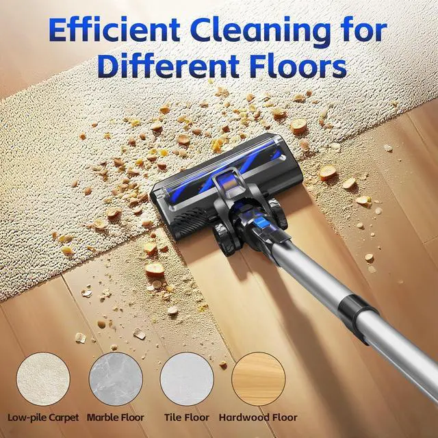 Alt view image 2 of 7 - Cordless Vacuum Cleaner for Home, 45Kpa Lightweight Stick Vacuum with Powerful Suction, Rechargeable Battery Up to 50mins, Handheld Vacuum Cleaners for Carpets, Pet HairHardwood Floors - Blue