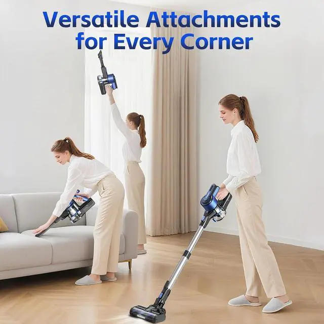 Alt view image 3 of 7 - Cordless Vacuum Cleaner for Home, 45Kpa Lightweight Stick Vacuum with Powerful Suction, Rechargeable Battery Up to 50mins, Handheld Vacuum Cleaners for Carpets, Pet HairHardwood Floors - Blue
