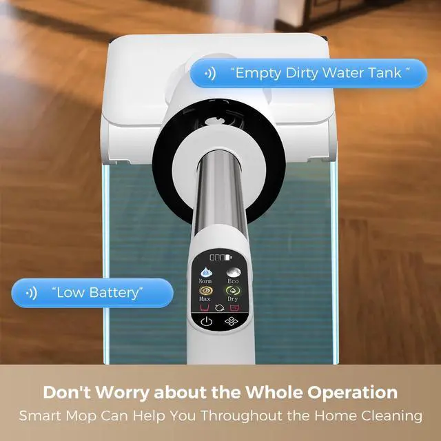 Alt view image 5 of 7 - Smart Wet Dry Vacuum Cleaner,Cordless Vacuum Mop Combo with Edge Cleaning,All-in-One Floor Cleaner for Hard Floors,Self-Cleaning,35mins Runtime,LED Display,Voice Prompts