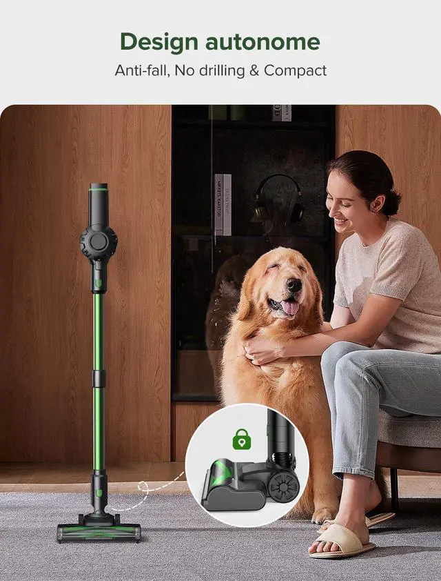 Alt view image 6 of 7 - Vexilar Cordless Vacuum Cleaner, 550W/45Kpa Vacuum Cleaners for Home, Stick Vacuum with Brushless Motor, 45Mins Runtime, Touch Screen, Self-Standing, Lightweight Handheld Vacuum for Pet Hair(Green)
