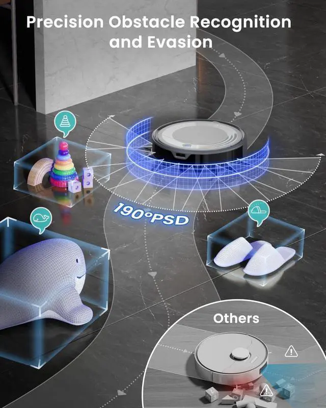 Alt view image 2 of 7 - Lefant M310 Ultra Robot Vacuum and Mop, 6000Pa Suction-Slim Robotic Cleaner with ToF LiDAR Navigation, Accurate Obstacle Avoidance, WiFi/App/Alexa Control, 170min Runtime, for Pet Hair and Home