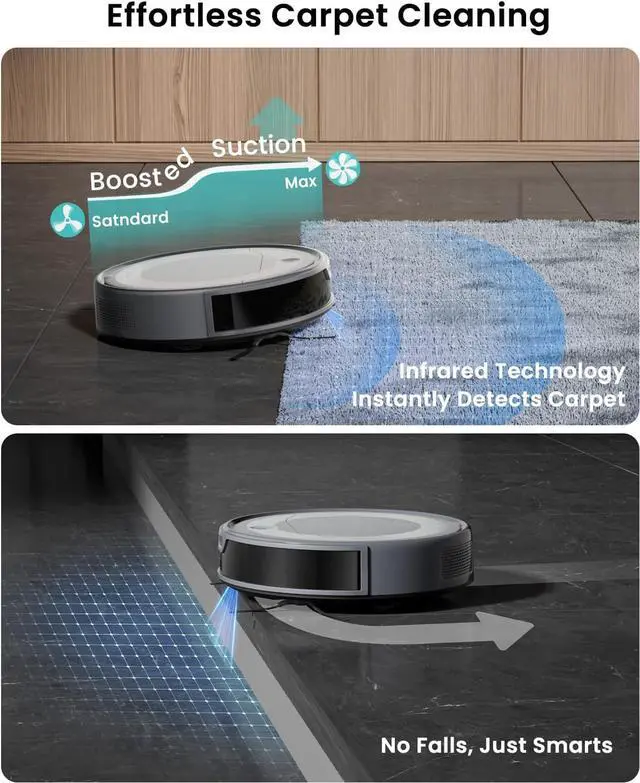 Alt view image 4 of 7 - Lefant M310 Ultra Robot Vacuum and Mop, 6000Pa Suction-Slim Robotic Cleaner with ToF LiDAR Navigation, Accurate Obstacle Avoidance, WiFi/App/Alexa Control, 170min Runtime, for Pet Hair and Home