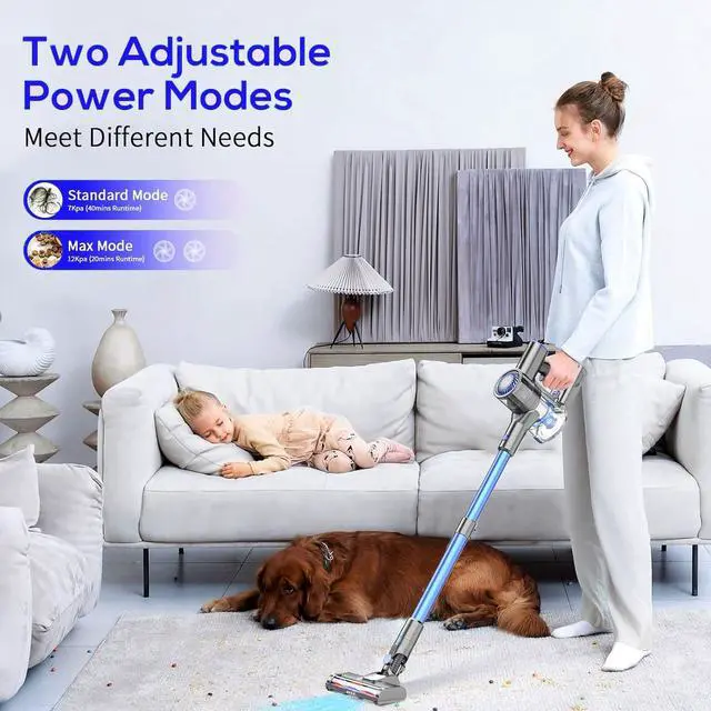 Alt view image 3 of 7 - Cordless Vacuum Cleaner, 80000 RPM High-Speed Brushless Motor Powerful Vacuum Cleaners for Home, Up to 40 Mins Runtime, Stick Vacuum with 4* LED & Rechargeable 2600 mAh Battery