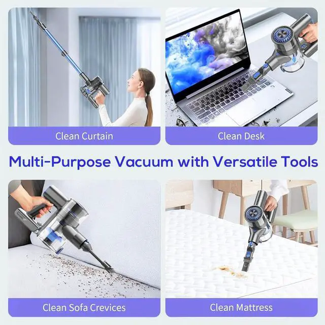 Alt view image 6 of 7 - Cordless Vacuum Cleaner, 80000 RPM High-Speed Brushless Motor Powerful Vacuum Cleaners for Home, Up to 40 Mins Runtime, Stick Vacuum with 4* LED & Rechargeable 2600 mAh Battery