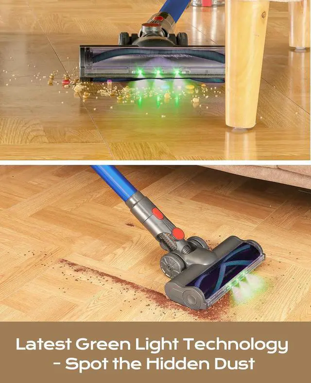 Alt view image 4 of 7 - Cordless Vacuum Cleaner, 45Mins Powerful Vacuum Cleaners for Home, Lightweight Stick Vacuum Cordless with Advanced Green Light Tech, Rechargeable Battery Vacuum for Carpet,Pet Hair,Hardwood Floor