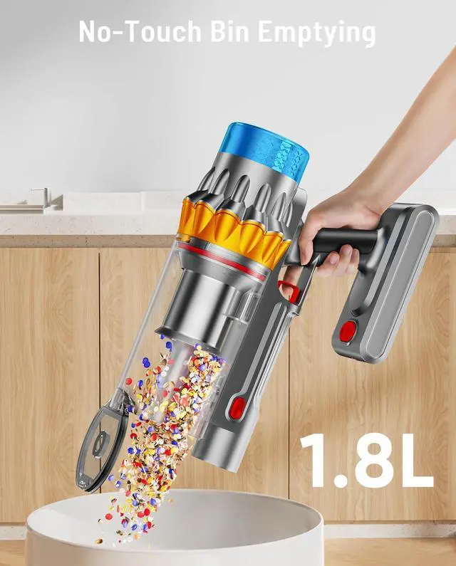Alt view image 6 of 7 - Cordless Vacuum Cleaner, 600W 50KPA 70Min Powerful Vacuum Cleaners for Home, Self-Standing Stick Vacuum Cordless Rechargeable/ Anti-Tangle/OLED Screen/1.8L Cup for Home Pet Hair/Carpet/Hardwood Floor