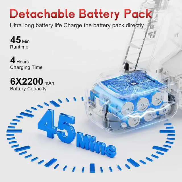 Alt view image 4 of 7 - Cordless Vacuum Cleaner for Home - Powerful, 35Kpa Stick Vacuums Lightweight with Detachable Battery Display, Max 45Mins Runtime, 8 in 1 Handheld Vacuum for Hardfloor & Carpets Pet Hair, Y5