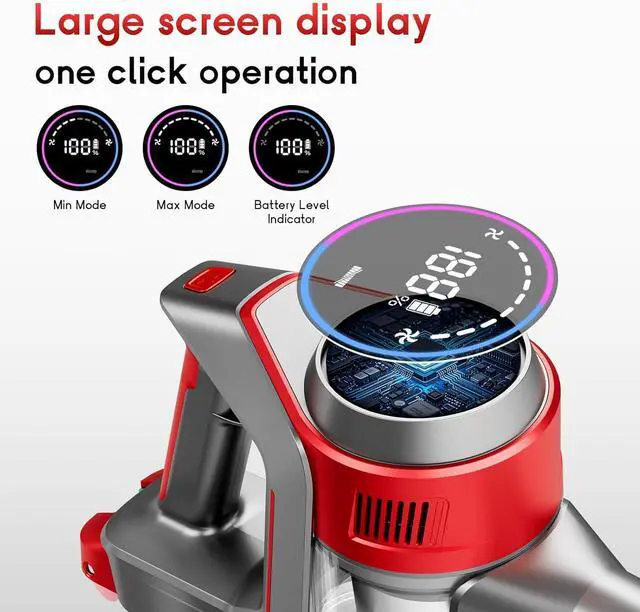 Alt view image 3 of 7 - Cordless Vacuum Cleaner for Home - Powerful, 35Kpa Stick Vacuums Lightweight with Detachable Battery Display, Max 45Mins Runtime, 8 in 1 Handheld Vacuum for Hardfloor & Carpets Pet Hair, Y5